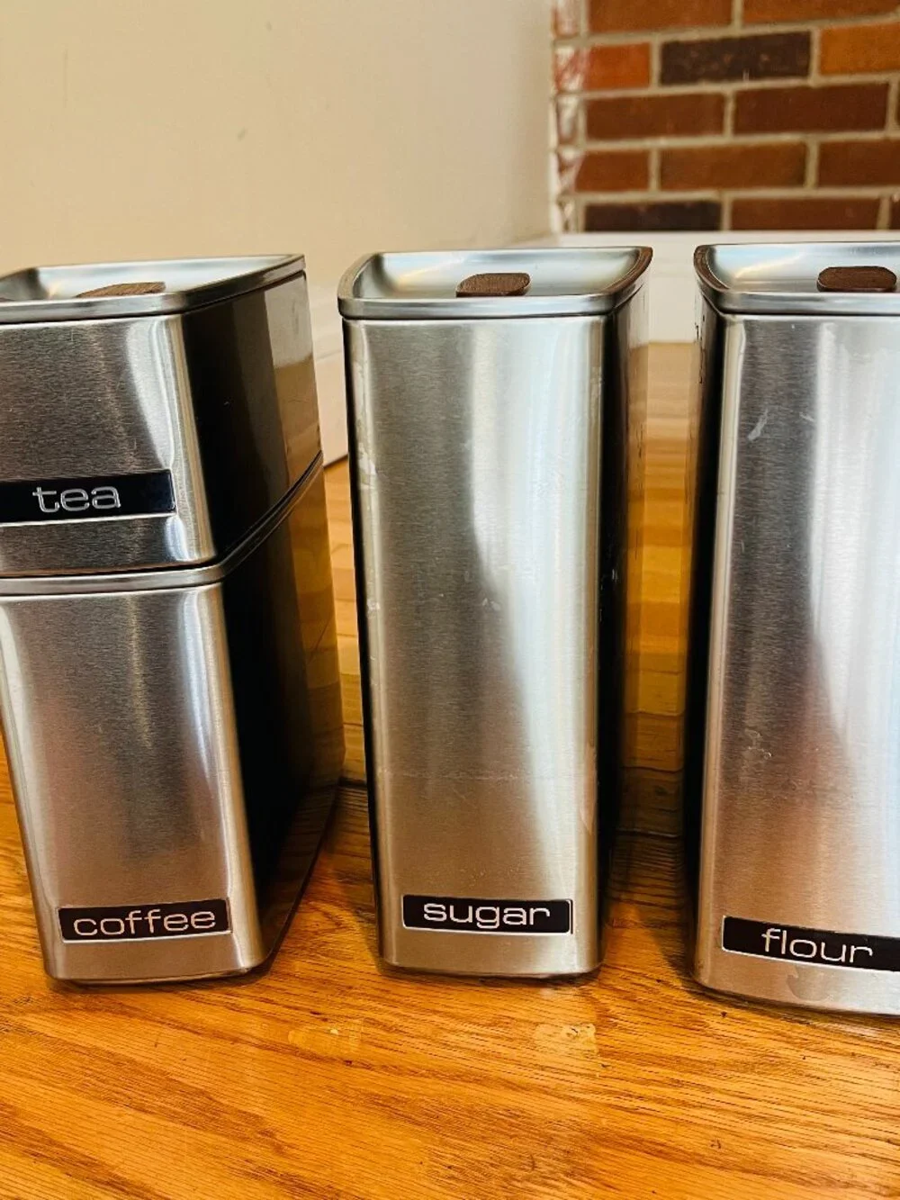Vintage MCM Lincoln BeautyWare Four-Piece Kitchen Canister Set